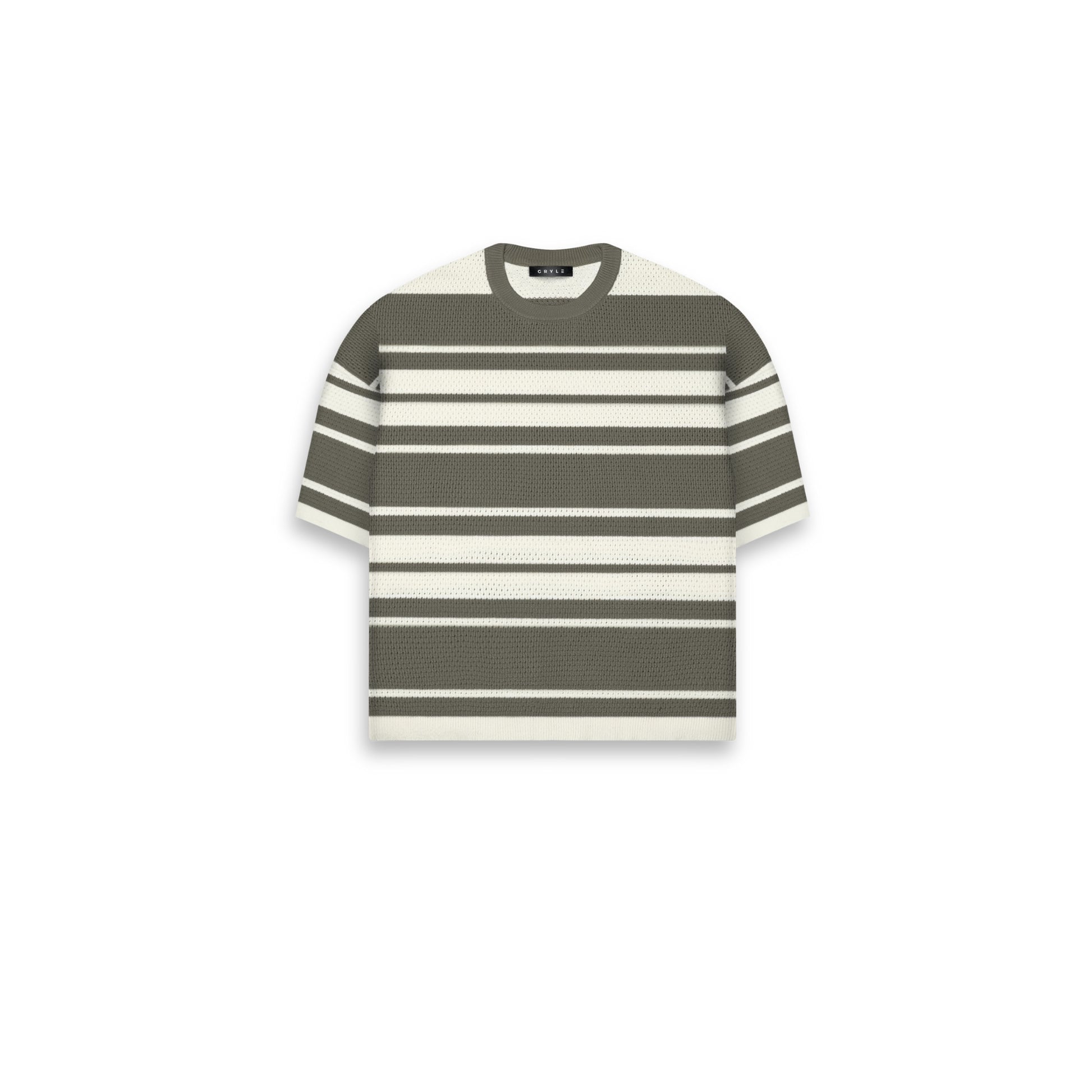 Relaxed Knit Striped Shirt - Moss
