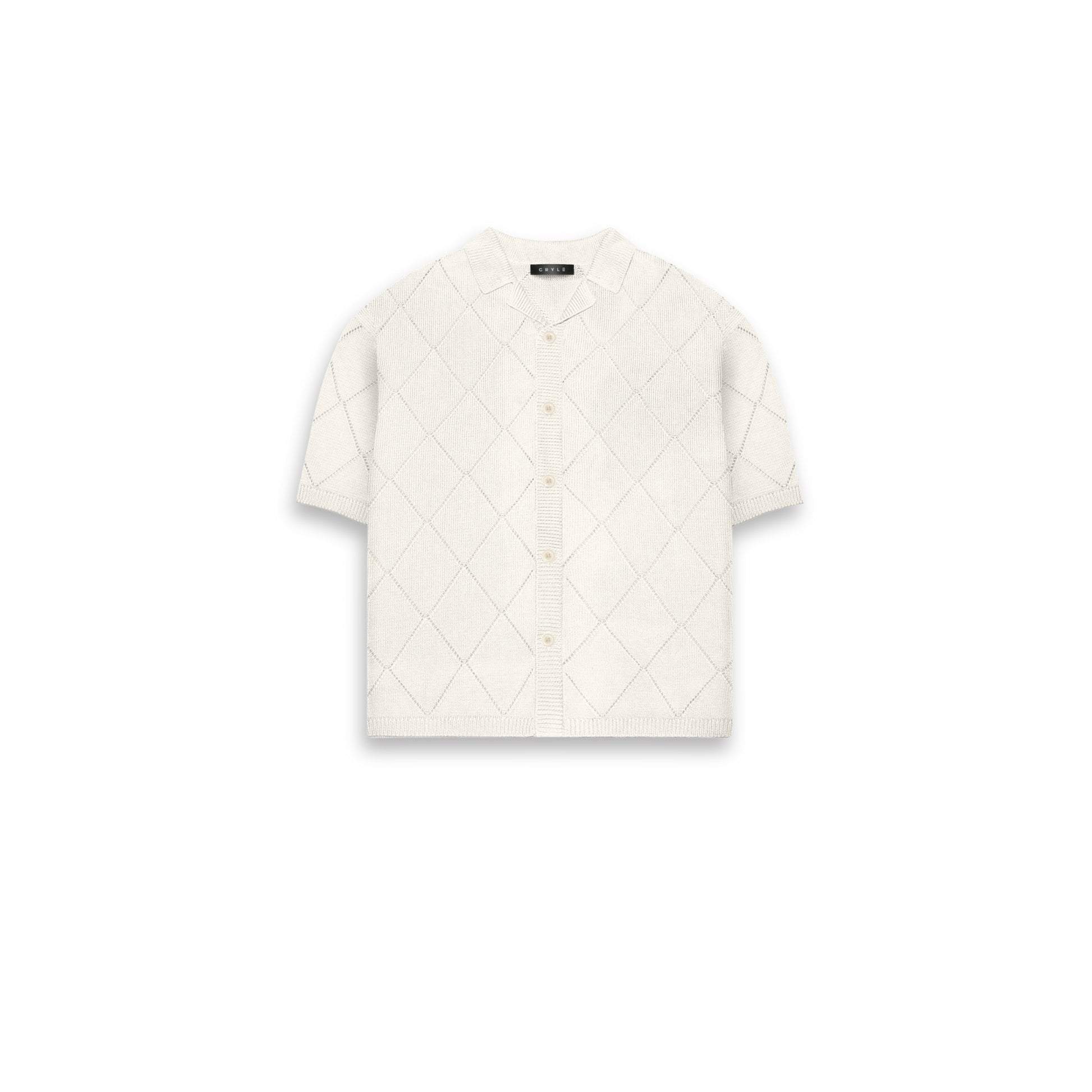 Diamond Knit Plain Polo - Ivory