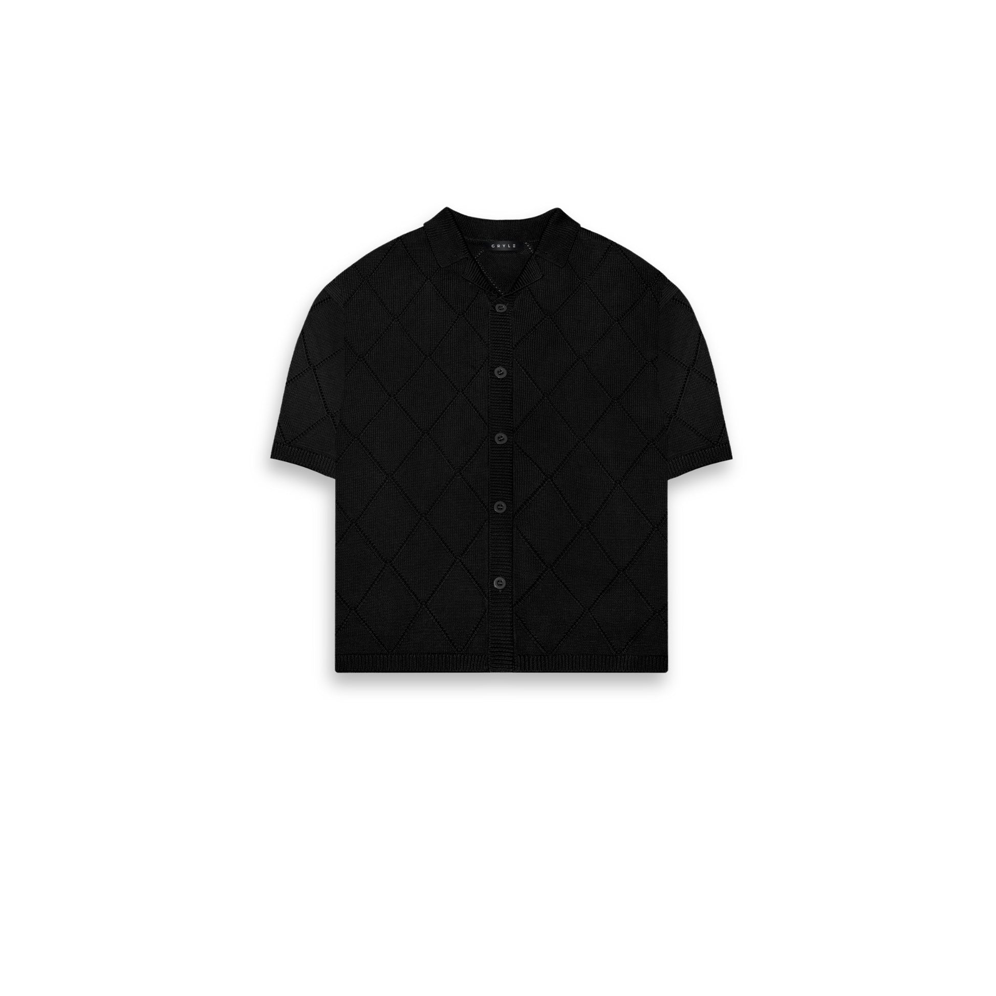 Diamond Knit Plain Polo - Black