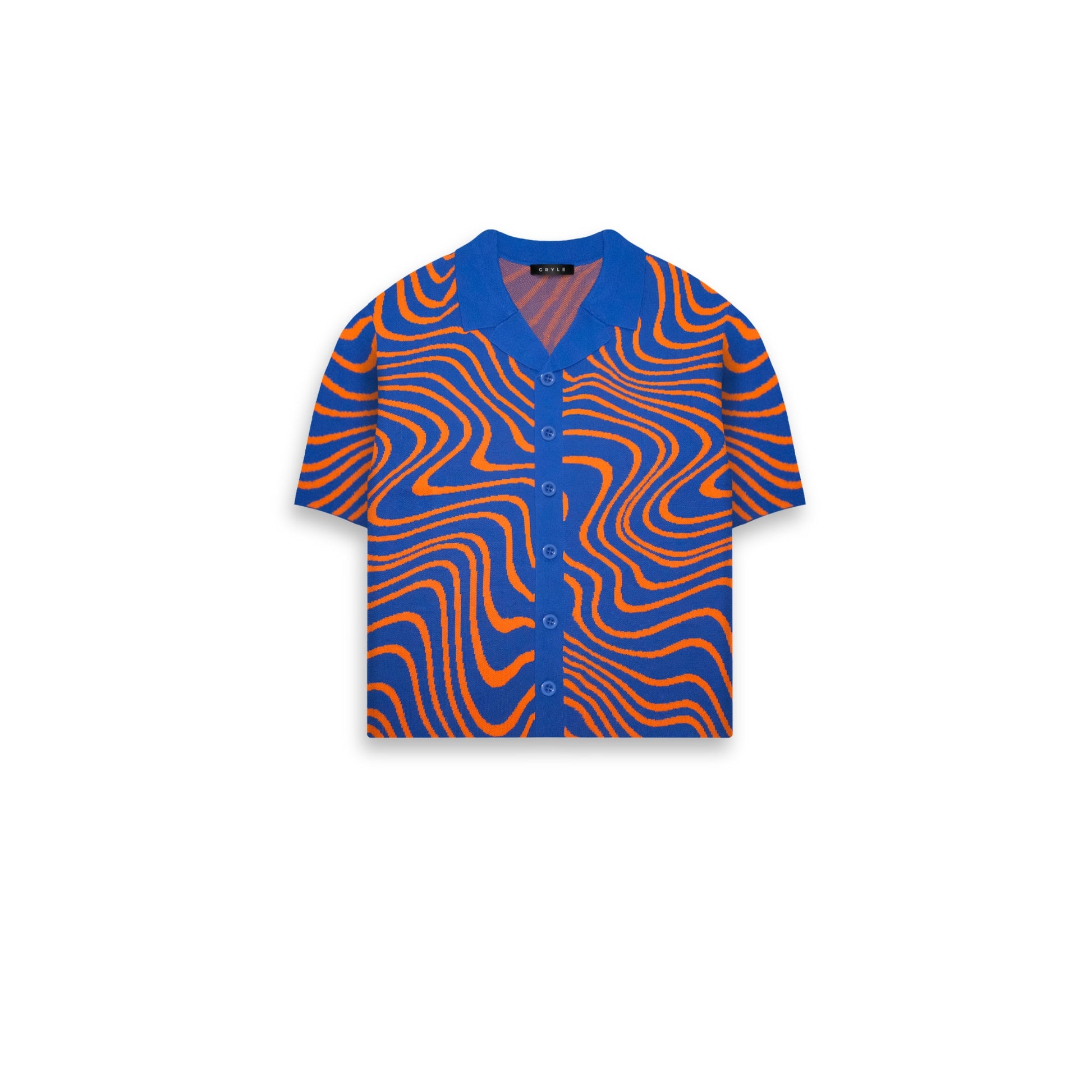Jacquard Knit Wave Shirt - Blueberry Orange
