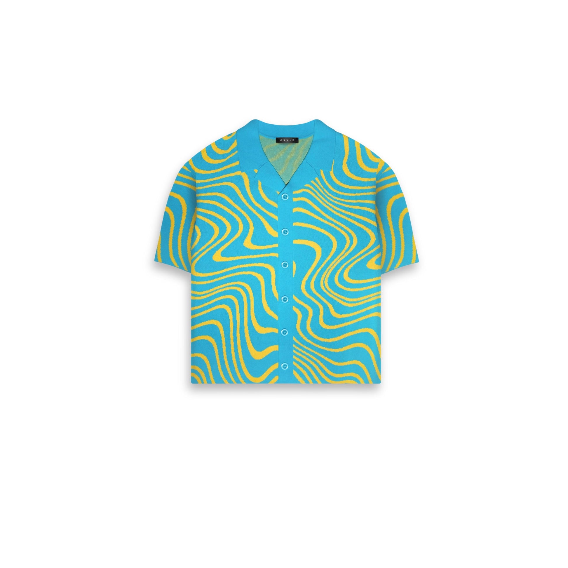 Jacquard Knit Wave Shirt - Blue Lemonade