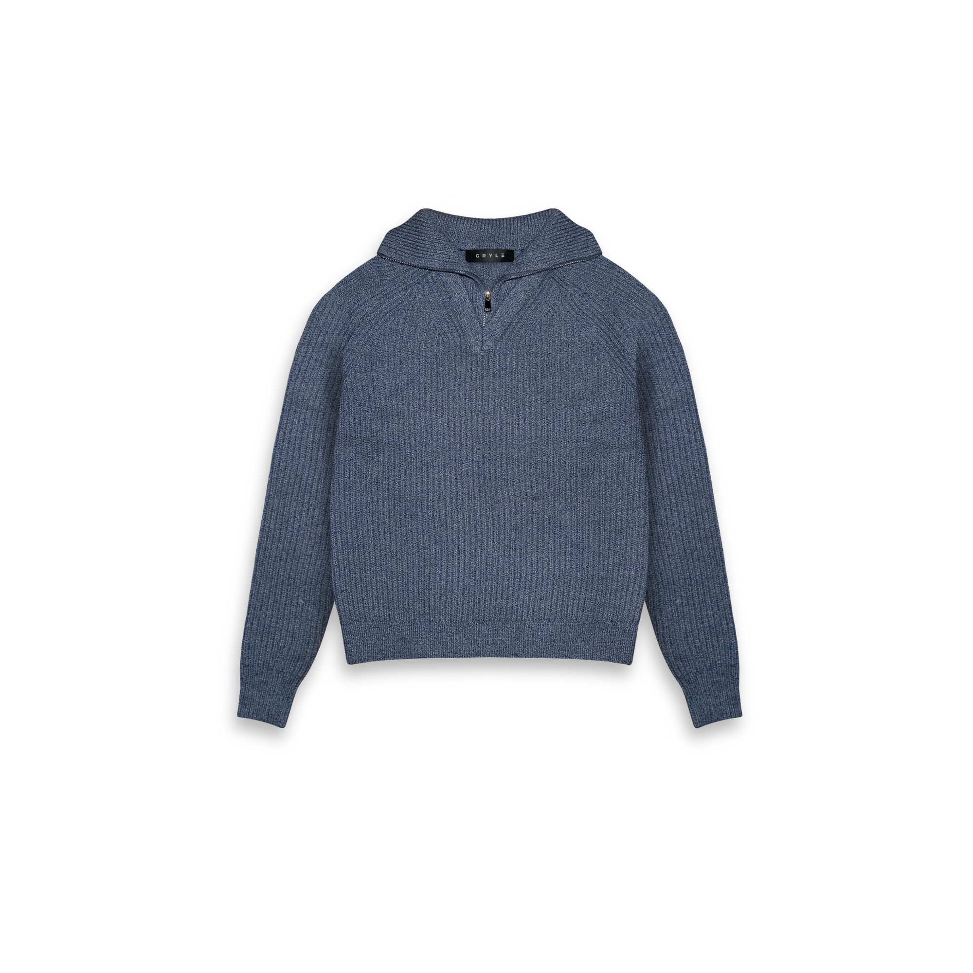 Faux Layer Zip Knit Sweater - Anchor Gray