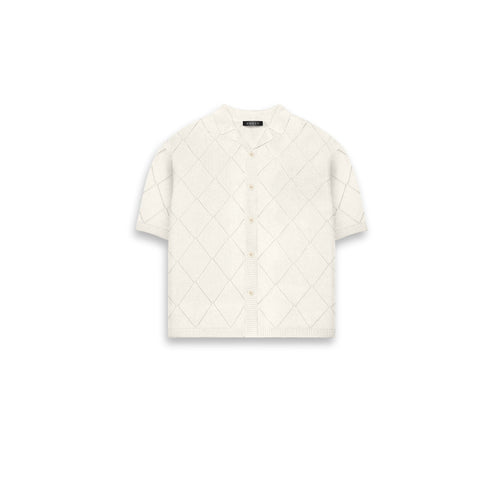 Diamond Knit Plain Polo - Ivory