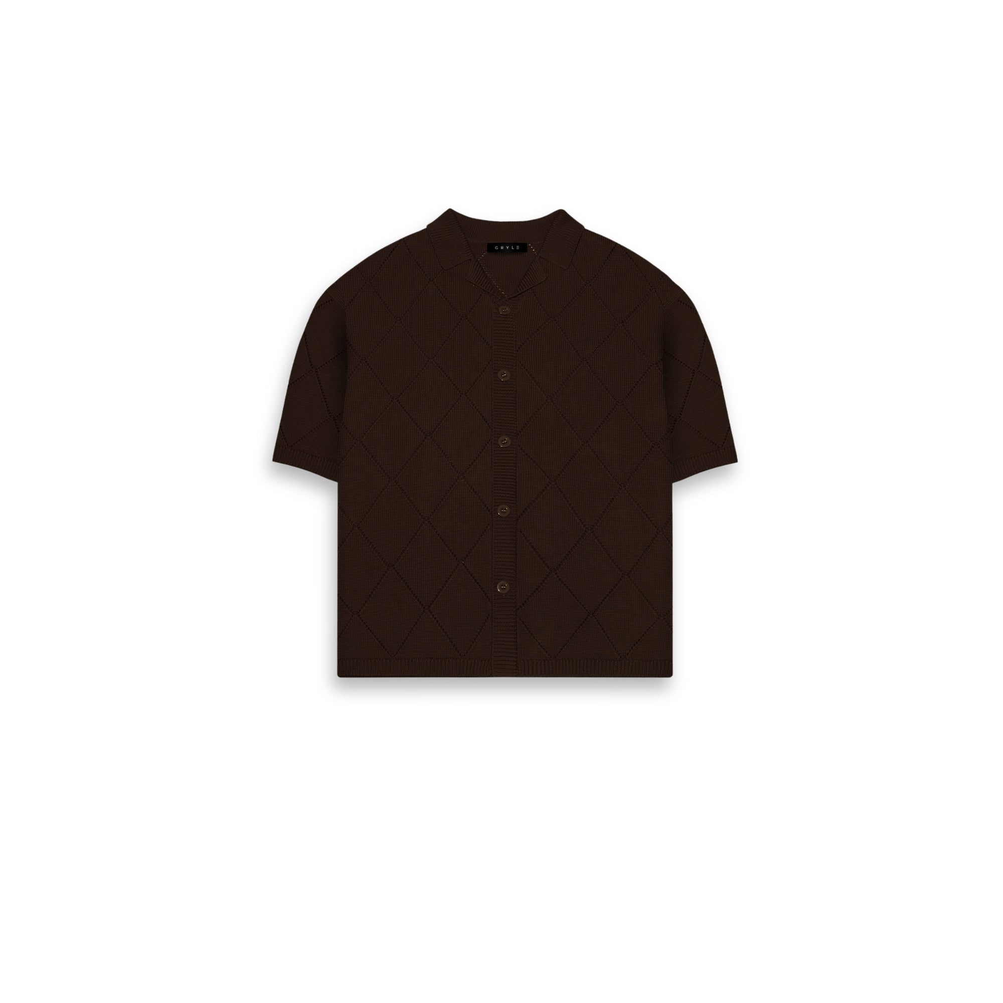 Áo Polo trơn Diamond Knit - Màu nâu sẫm 