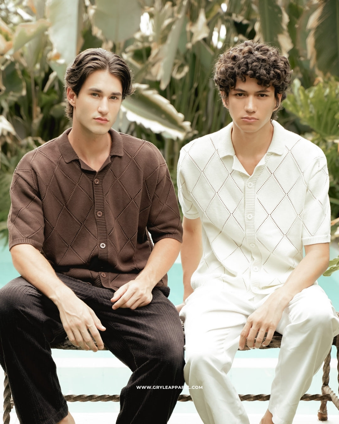 Diamond Knit Plain Polo - Ivory