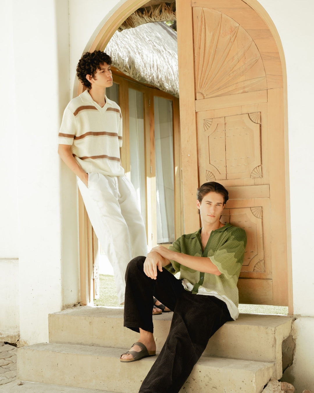 Shale Knit Gradient Shirt-Palm Green