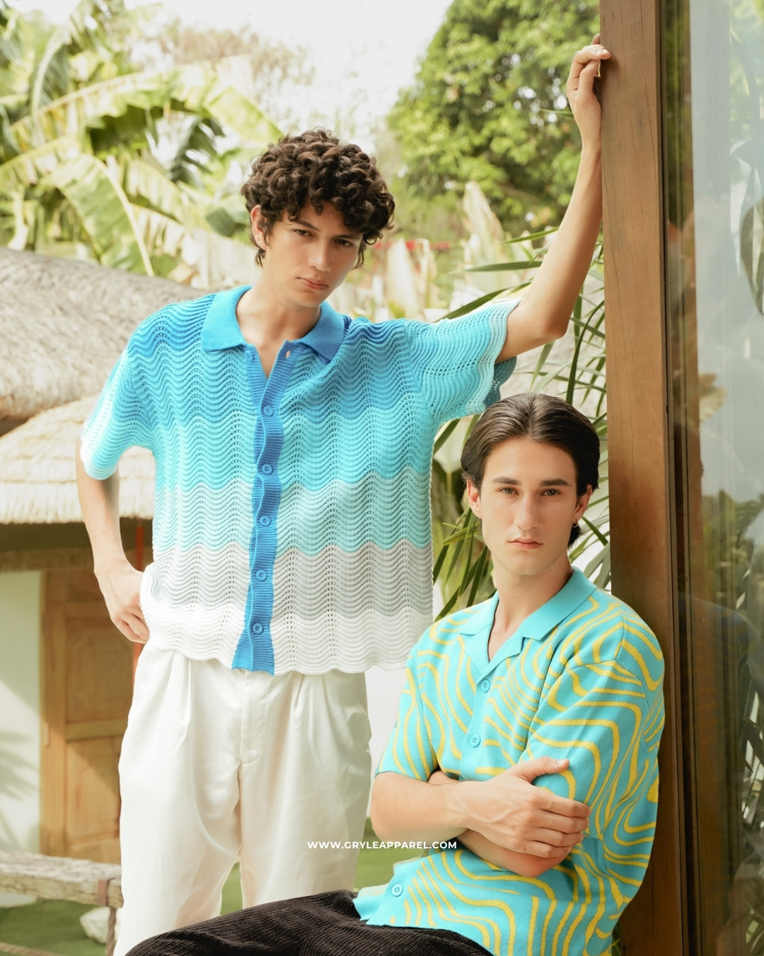 Shale Knit Gradient Shirt- Ocean Blue