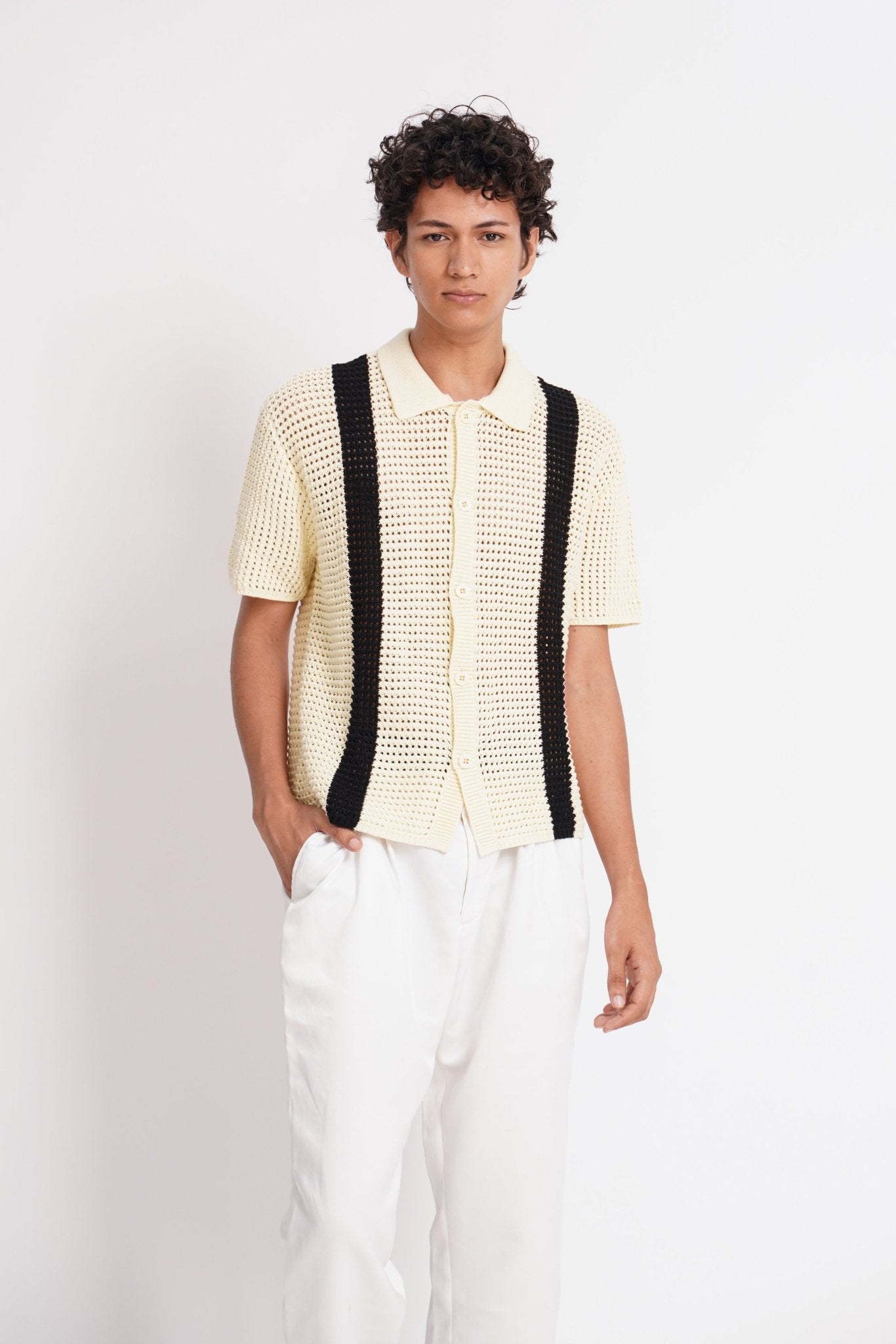 Crochet Knit Button Down Polo - Gryle Apparel - Crochet Polo