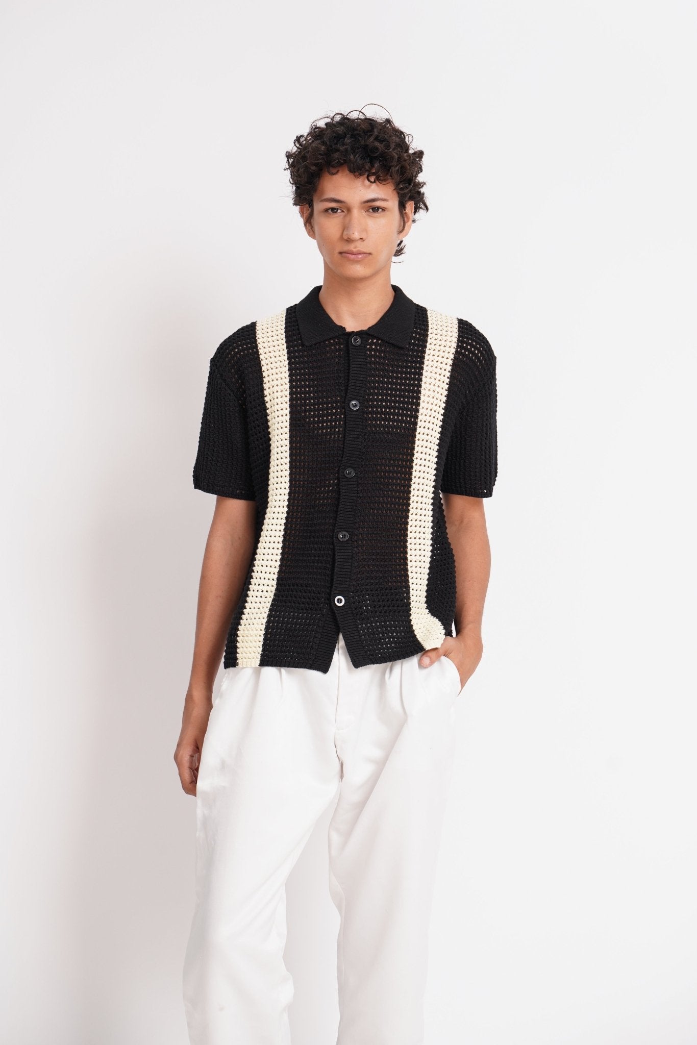 Crochet Knit Button Down Polo - Gryle Apparel - Crochet Polo