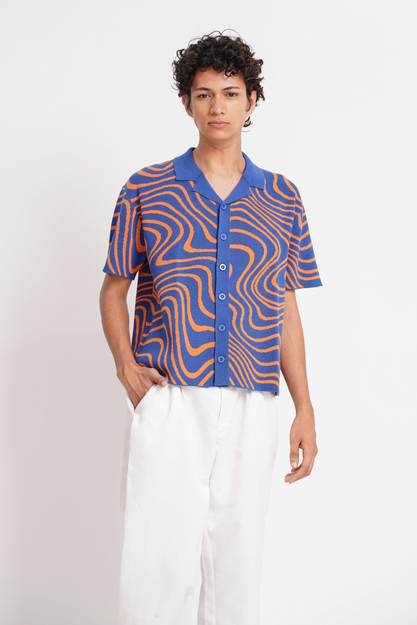 Jacquard Knit Wave Shirt - Gryle Apparel -