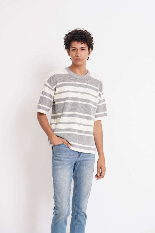 Relaxed Knit Striped Shirt - Gryle Apparel -